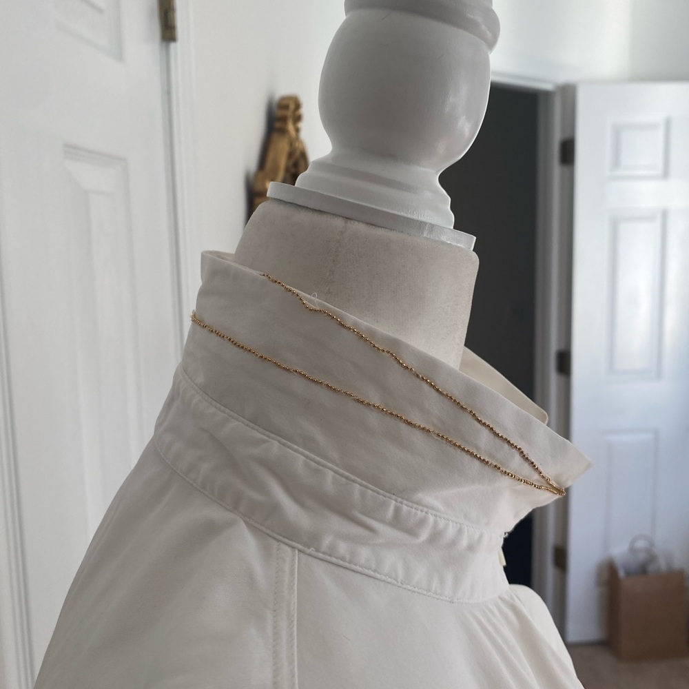 Brunello Cucinelli- white Button Down With High Collar and Gold Trim - Picture 10 of 11